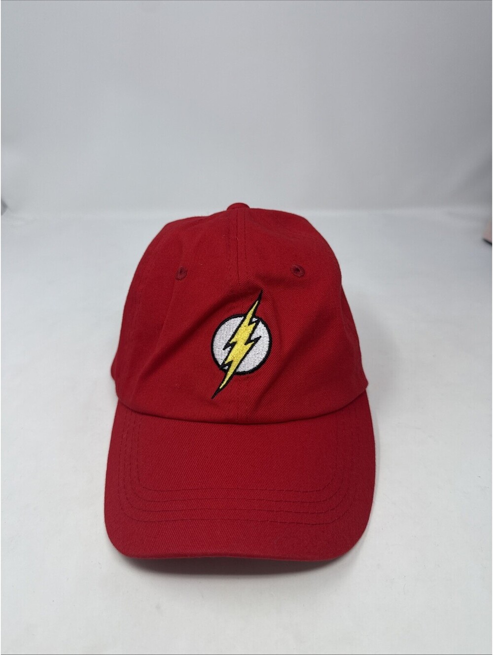 The Flash DC Comics Red Adjustable Dad Hat Lightning Bolt Logo Six Flags